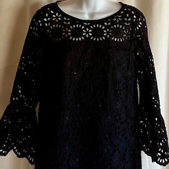 J. Crew UK Black Lace Fit & Flare Dress—Size 6 - Picture 4 of 8